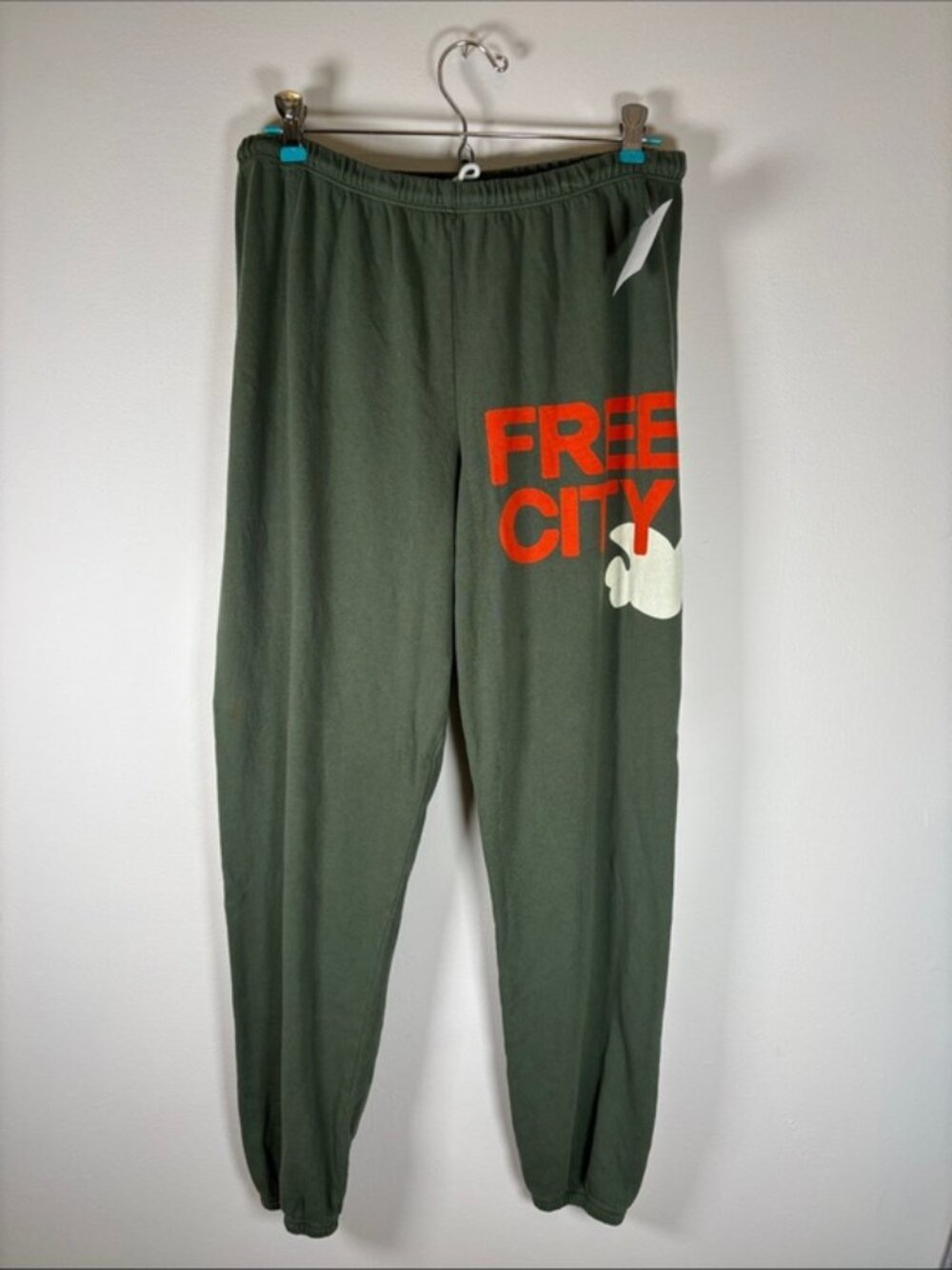 FREECITY Sweatpants Surplus Olive Green Logo French Terry NWT Imperfect size M